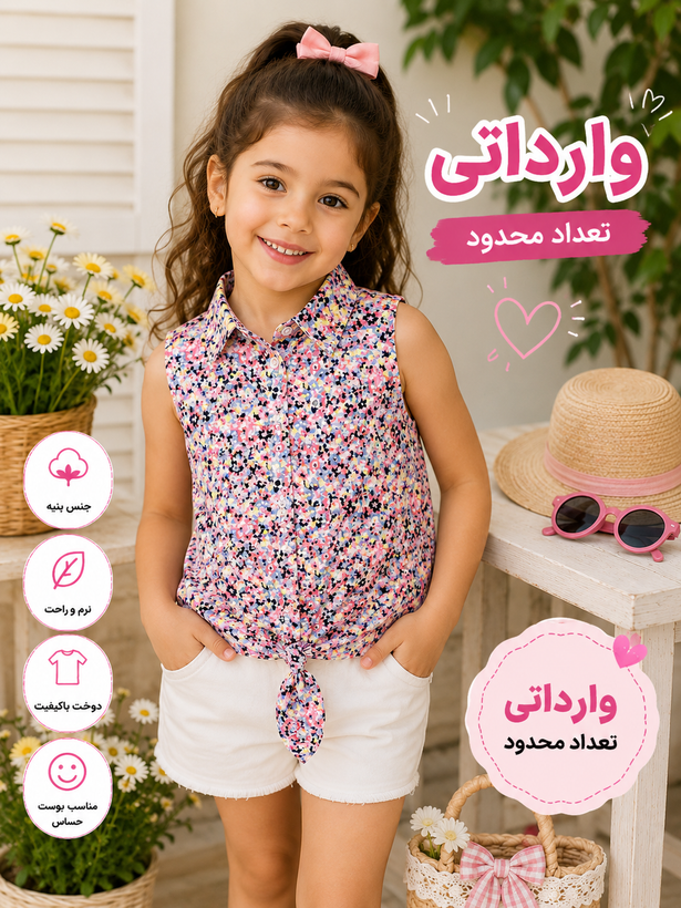 تاپ دخترانه گلگلی وارداتی