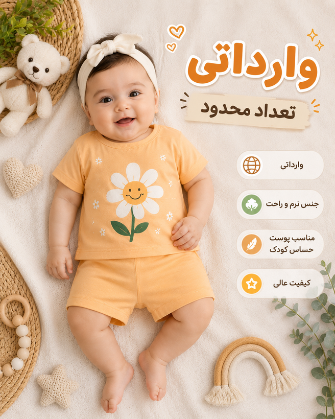 شورتک نوزادی دخترانه وارداتی