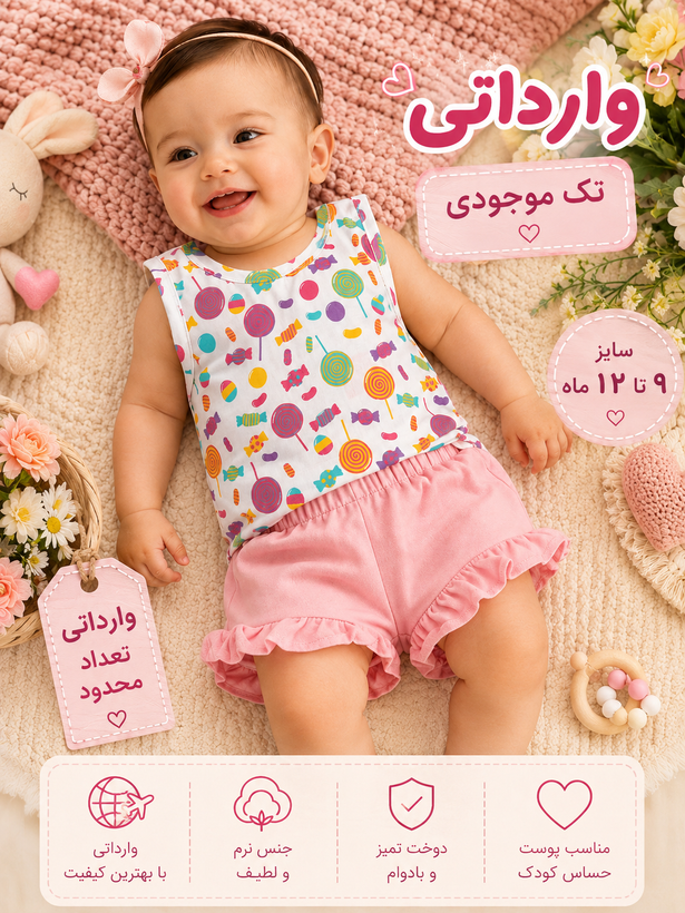 تاپ نوزادی وارداتی طرح آبنبات
