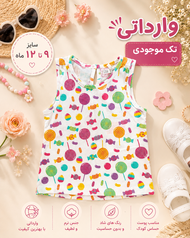 تاپ نوزادی وارداتی طرح آبنبات