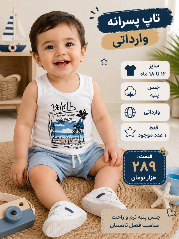 تاپ پسرانه وارداتی Beach