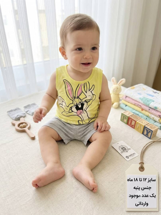 ست تاپ و شلوارک نوزادی وارداتی Looney Tunes – سایز ۱۲ تا ۱۸ ماه