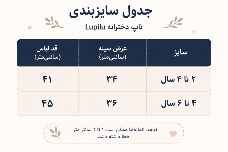تاپ دخترانه ساده و شیک Lupilu وارداتی ۱۰۰٪ پنبه