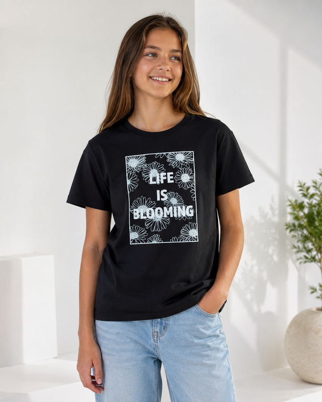 تیشرت دخترانه وارداتی Pepperts طرح Life Is Blooming سایز ۱۲ تا ۱۴ سال