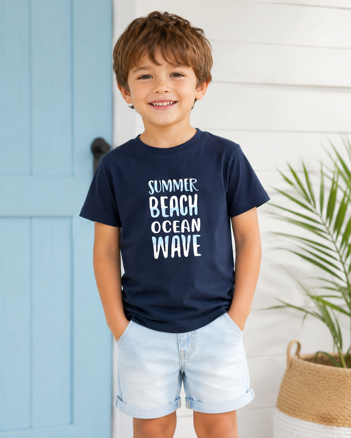 تیشرت پسرانه وارداتی Lupilu طرح Summer Beach