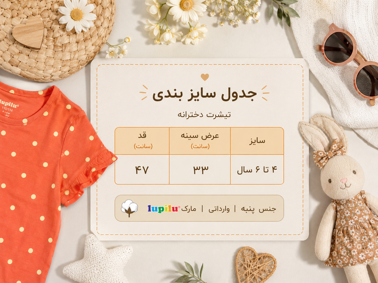 تیشرت دخترانه پنبهای Lupilu خالدار | سایز ۴ تا ۶ سال